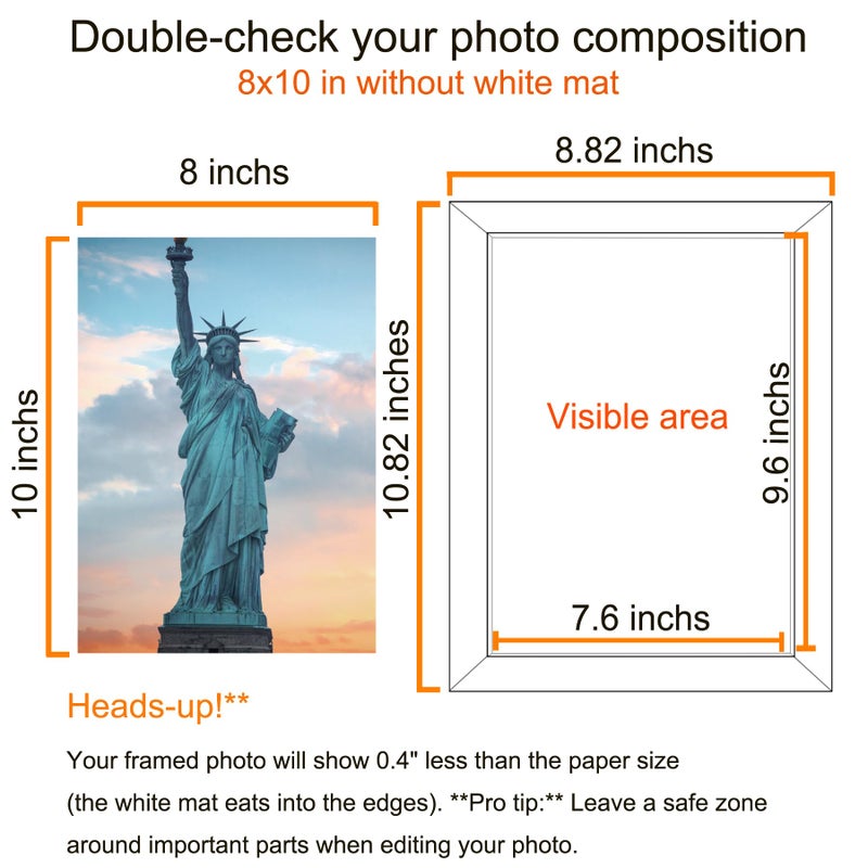 SESEAT 8x10 Picture Frame Set of 10, Display Pictures 5x7 with Mat or 8x10 Prints without Mat, Wall Mounting or Tabletop,Black - Image 3
